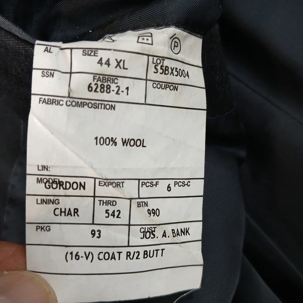 Jos A Bank 44XL Mens Sport Coat Jacket Charcoal 22x35 44 XL
